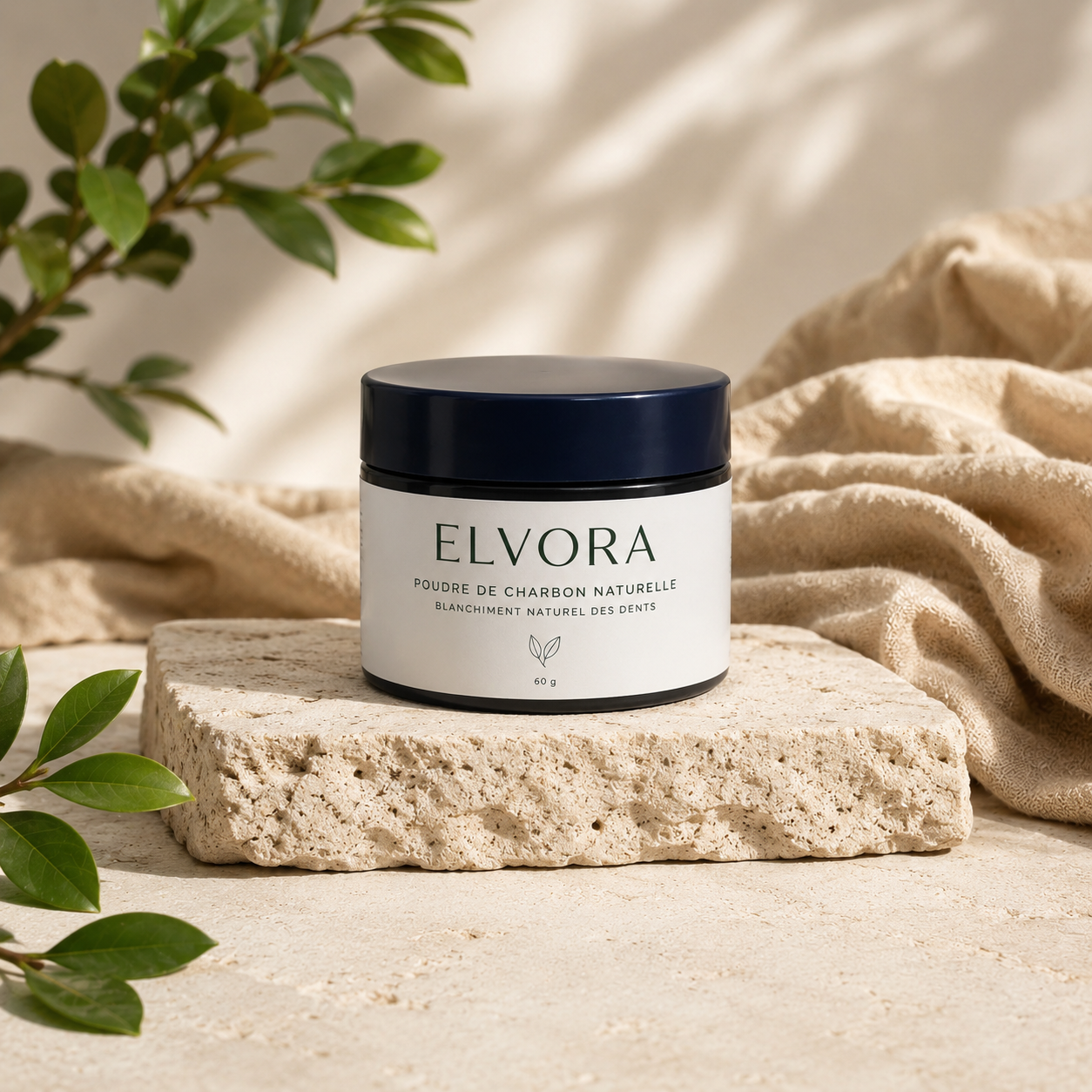 Poudre de charbon naturelle blanchissante